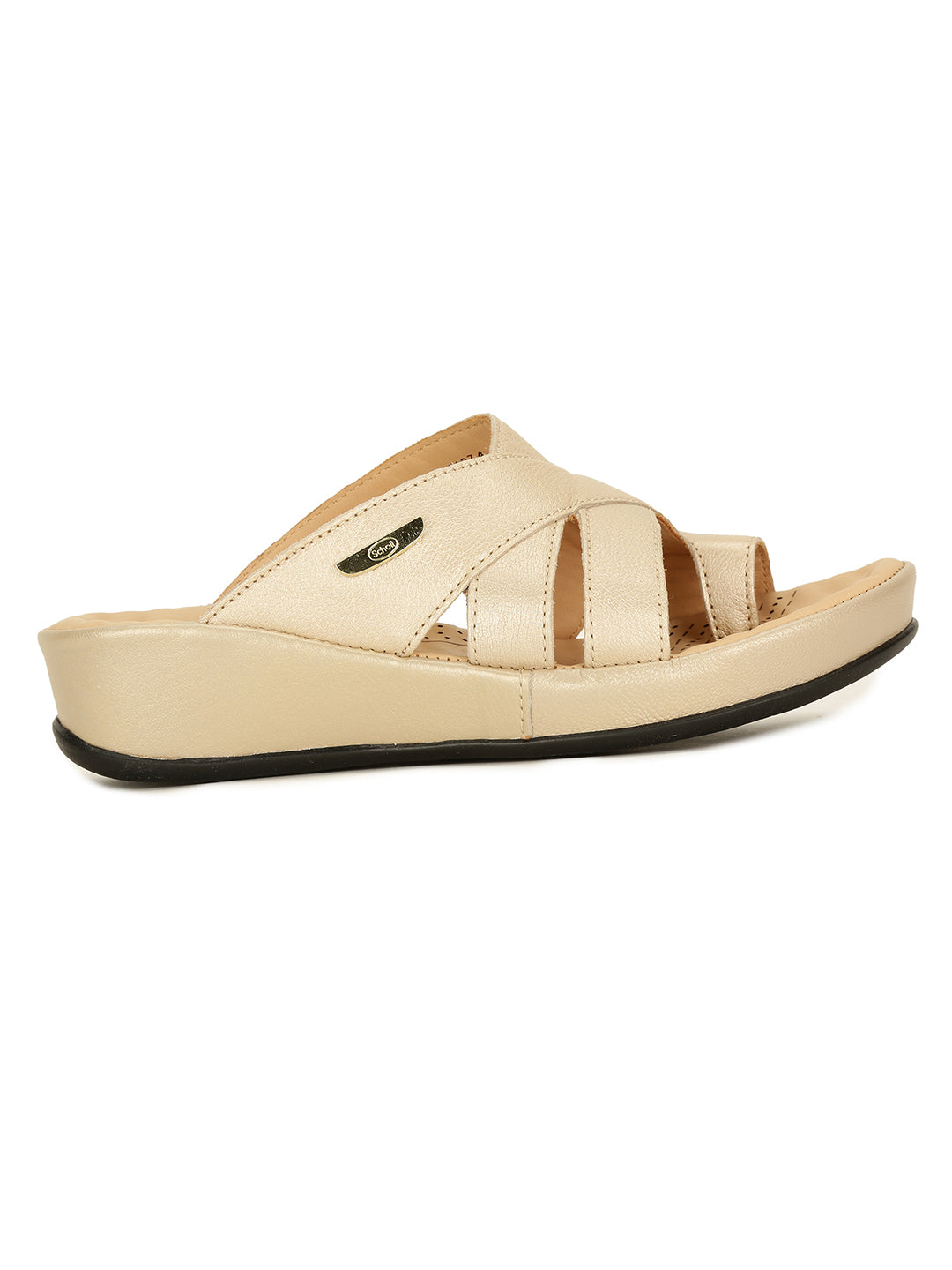 Scholl Women Beige Wedge Heel Toe Ring Sandal - Beige - View 2
