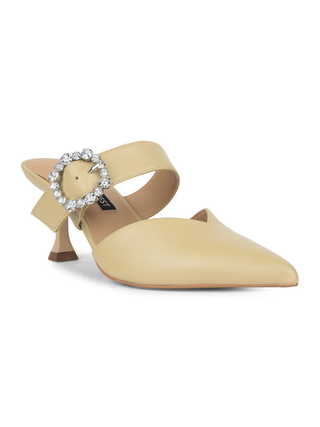 Nine West Women Pointed-Toe Kitten Heel Mule Sandal - Beige - View 2