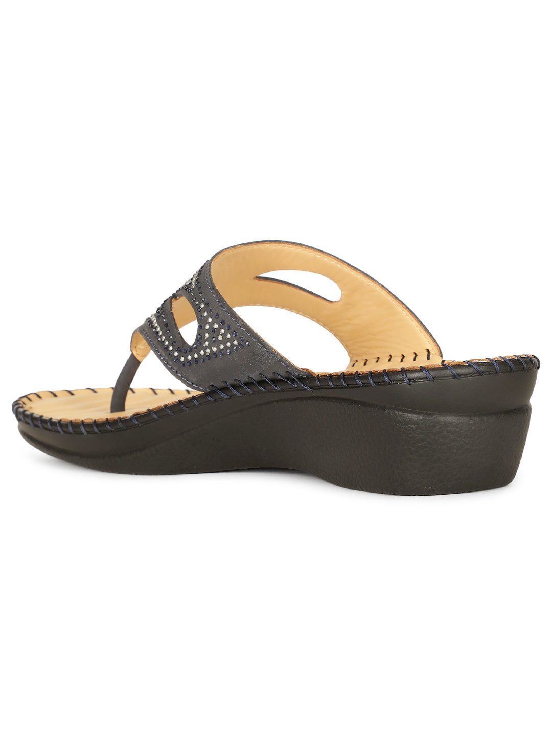 Scholl Women Blue Wedge Heel Thong Sandal - Blue - View 3