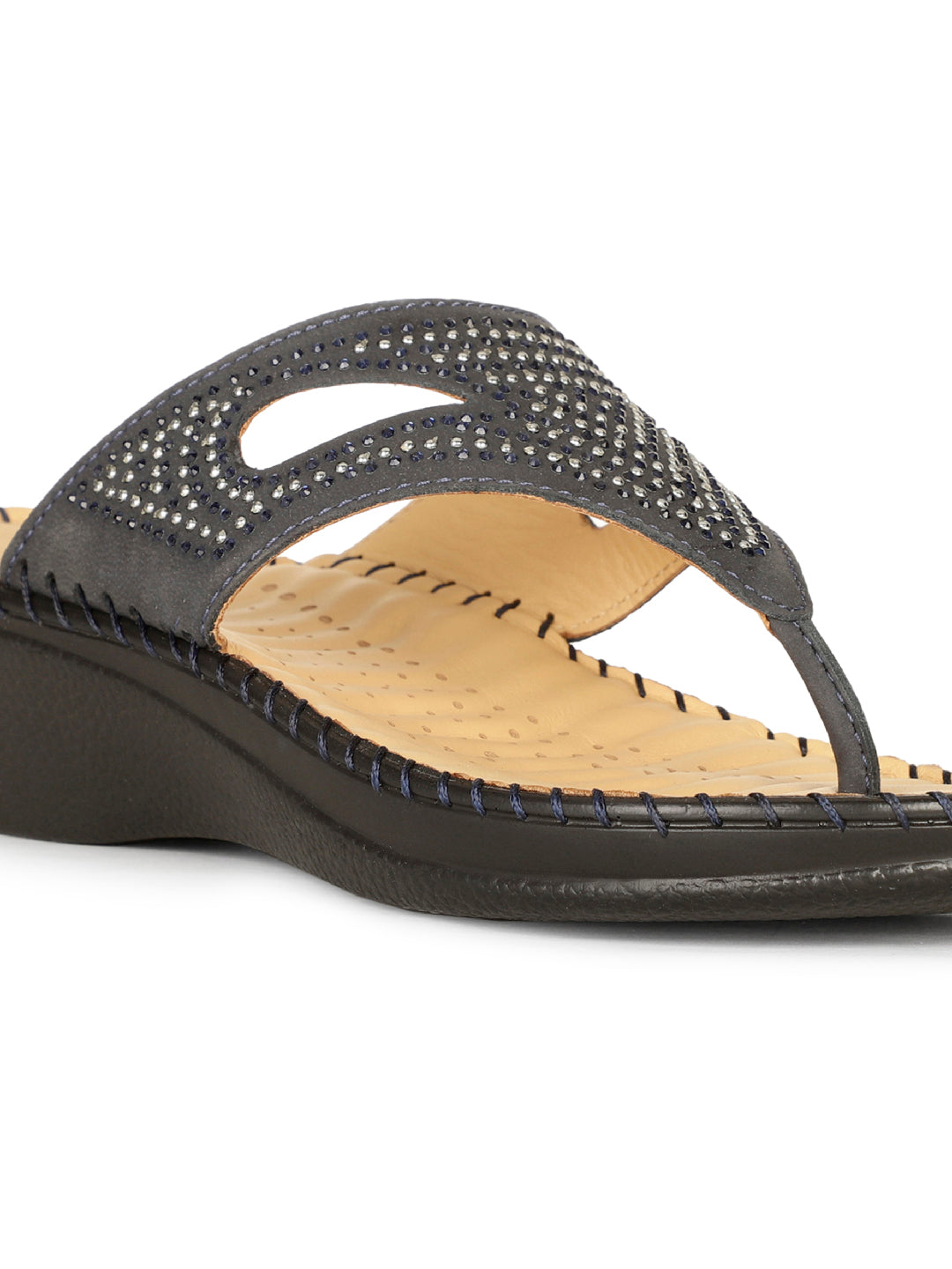Scholl Women Blue Wedge Heel Thong Sandal - Blue - View 5
