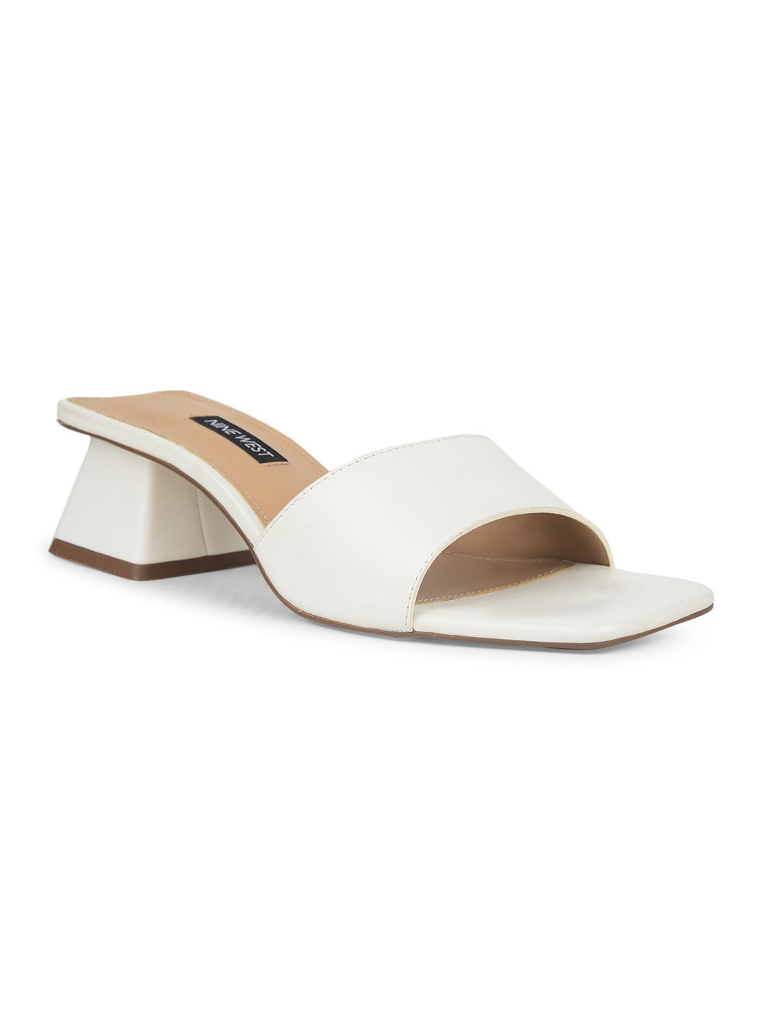 Nine West Women Square-Toe Block Heel Mule Sandal - White - View 1