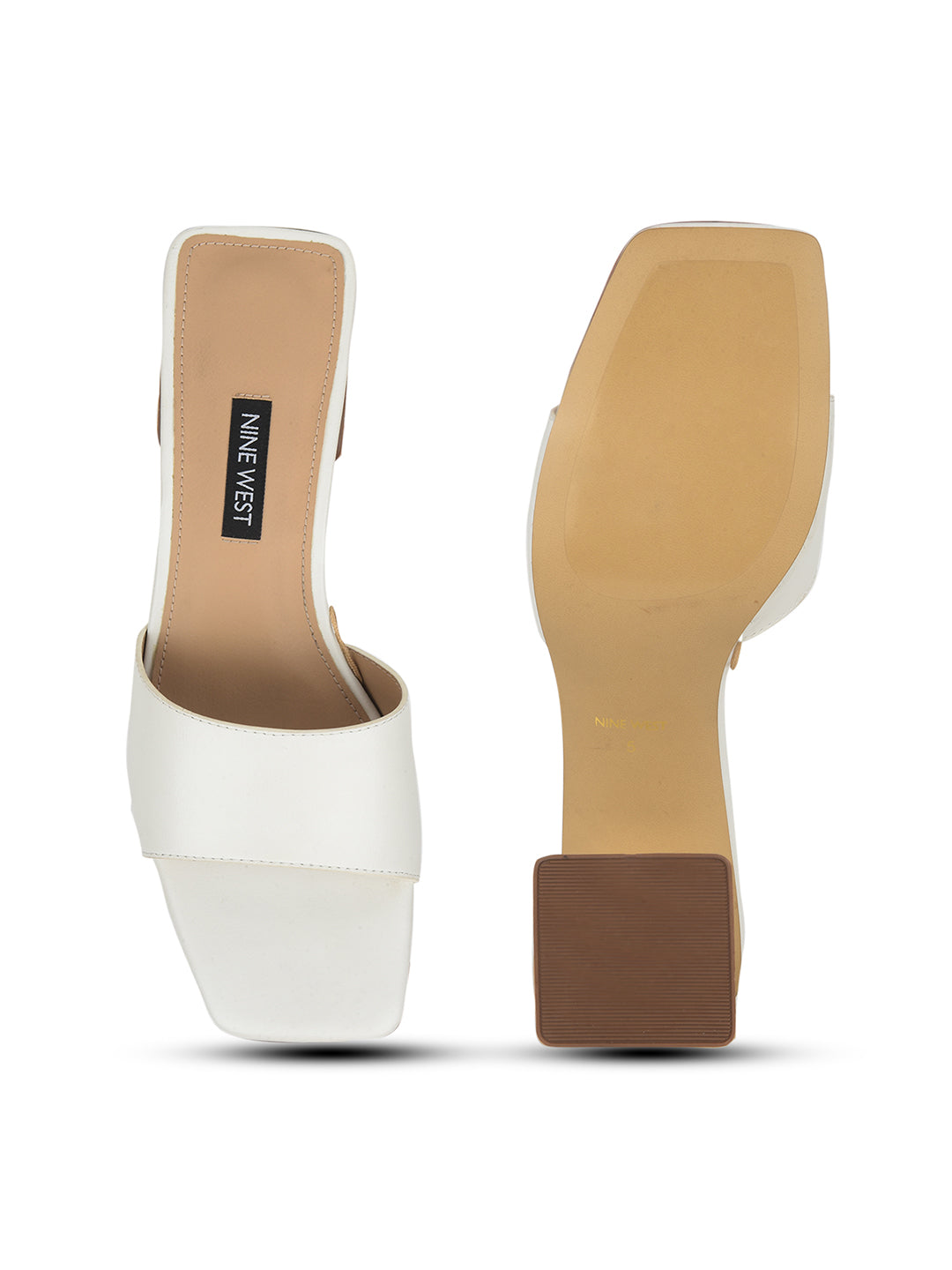 Nine West Women Square-Toe Block Heel Mule Sandal - White - View 4