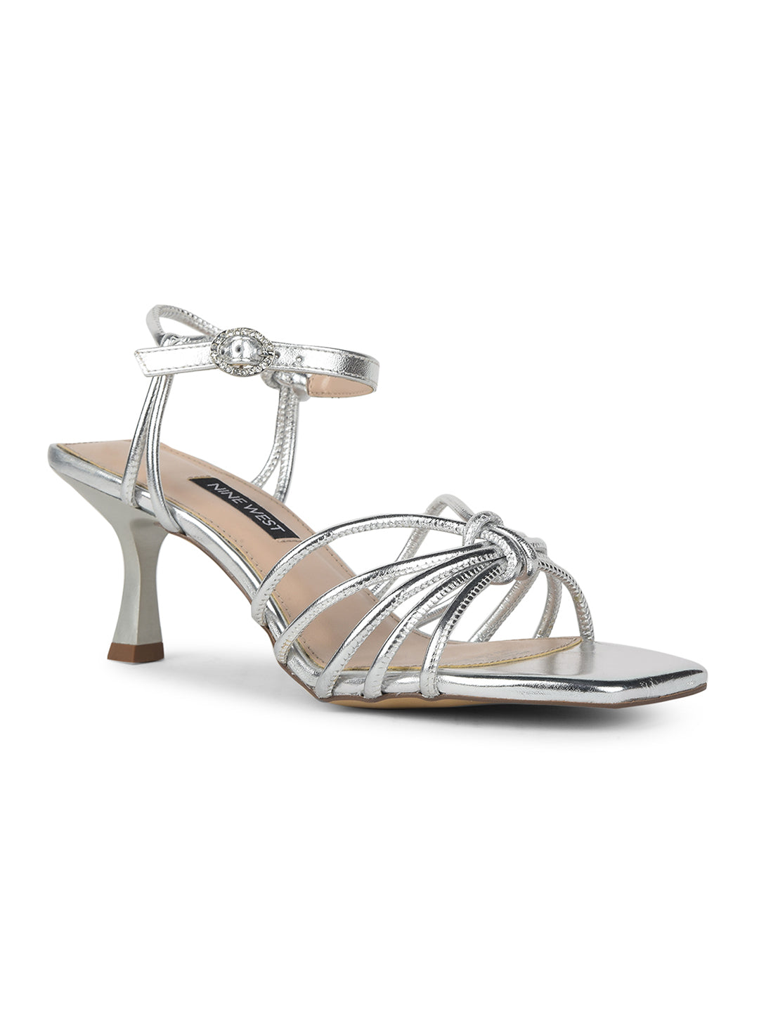 Nine West Women Ankle-Strap Kitten Heel Sandal - Silver - View 1