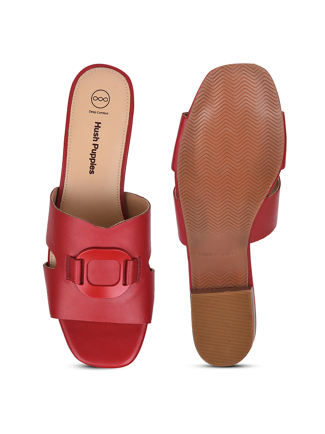 Hush Puppies Women Red Block Heel Mule Sandal - Red - View 4