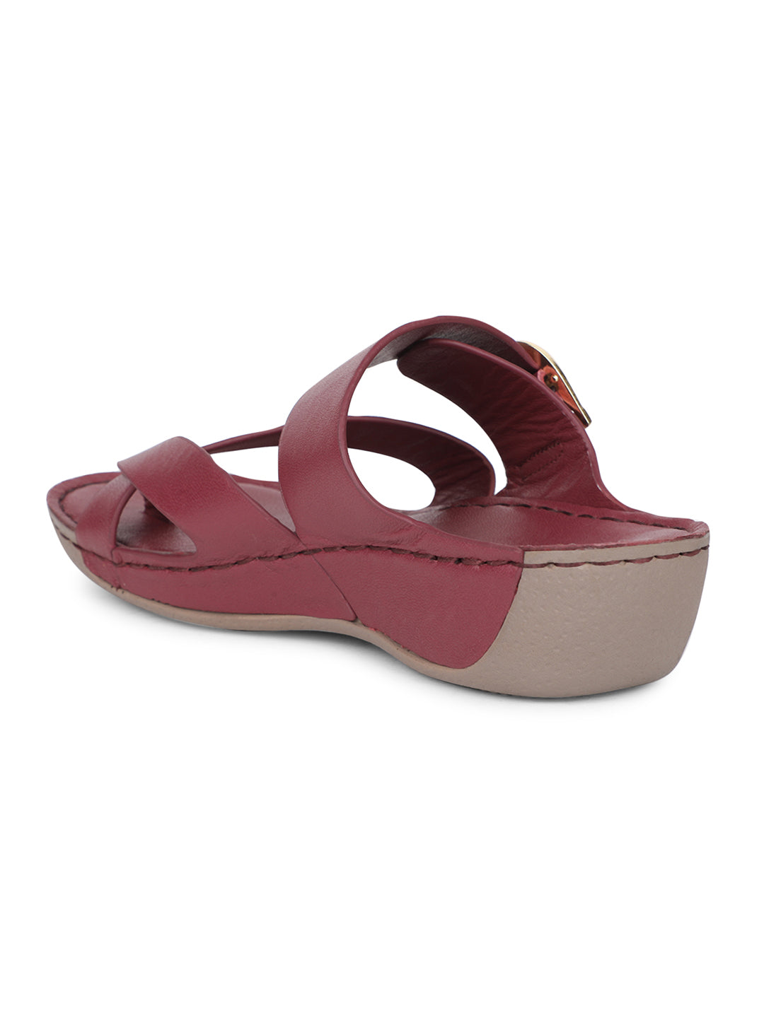 Scholl Women Red Wedge Heel Toe Ring Sandal - Red - View 3