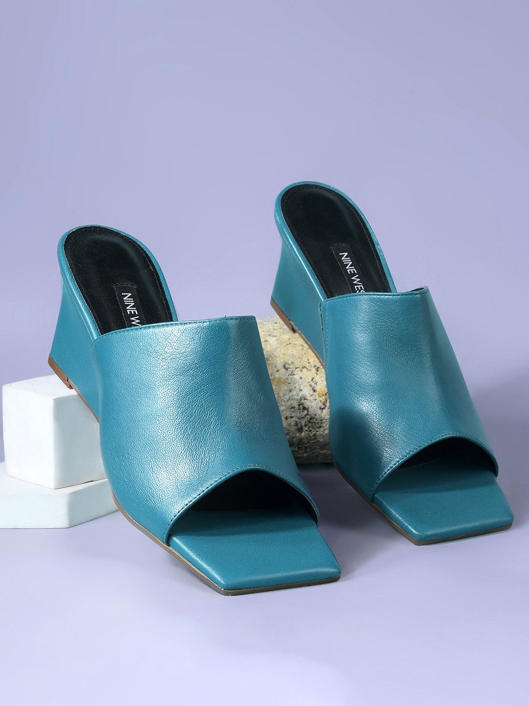 Nine West Women Wedge Heel Mule Sandal - Green - View 6