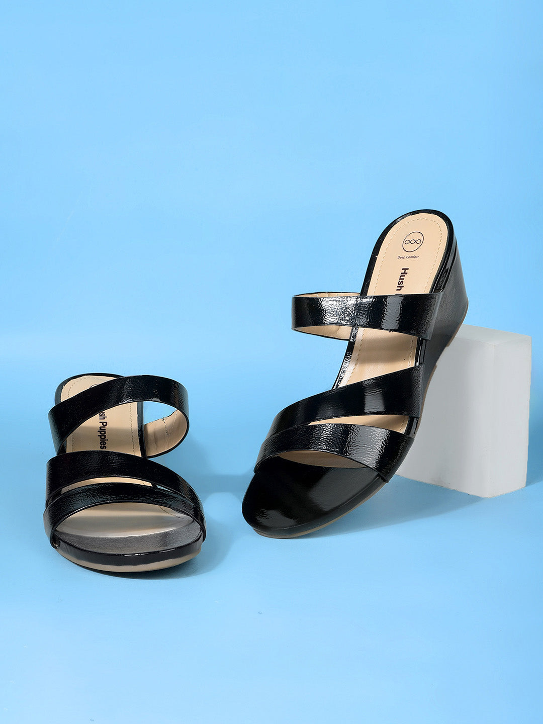 Hush Puppies Women Black Wedge Heel Mule Sandal - Black - View 6