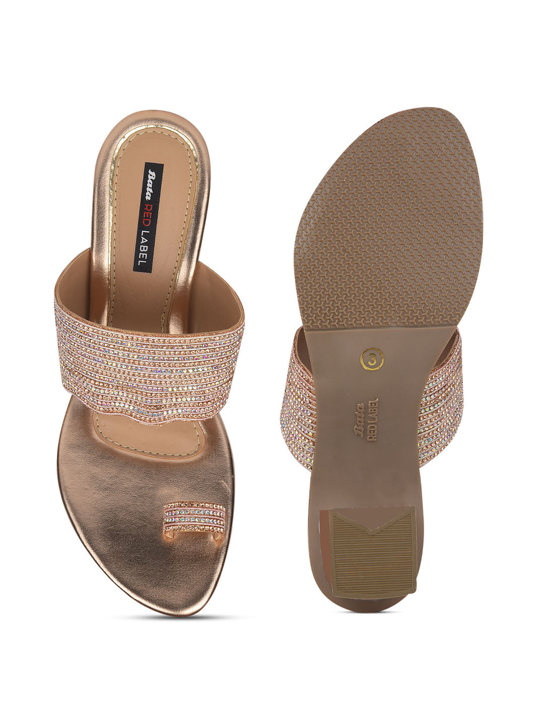 Bata Women Nude Block Heel Toe Ring Sandal - Nude - View 4