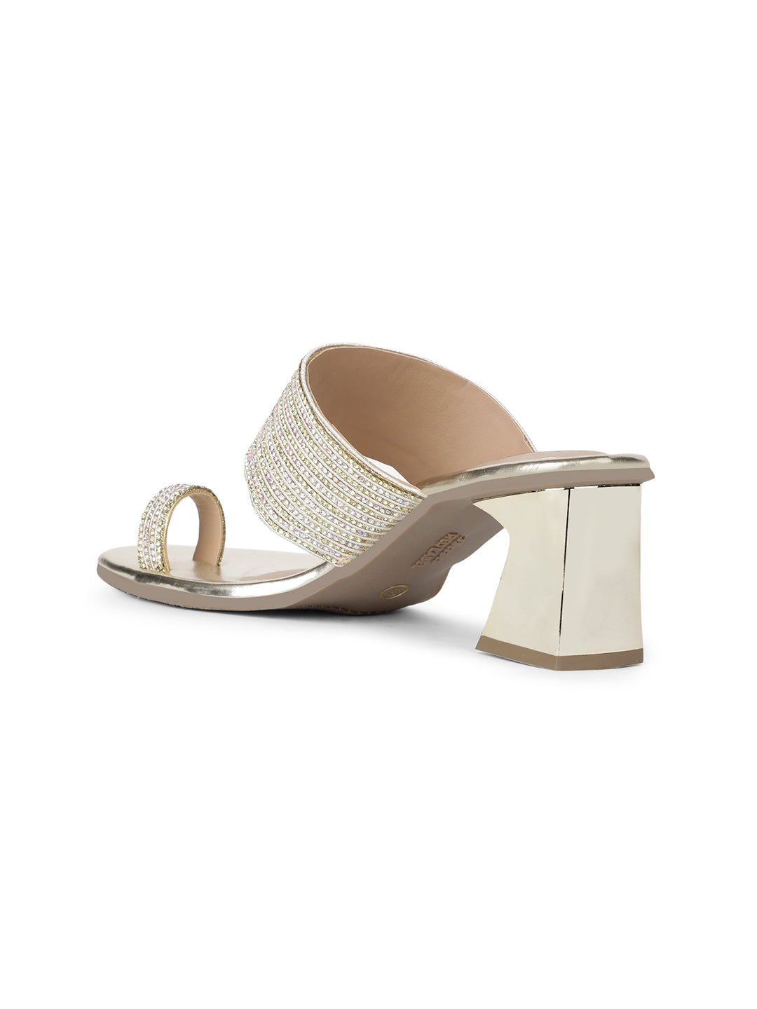 Bata Women Gold Block Heel Toe Ring Sandal - Gold - View 3
