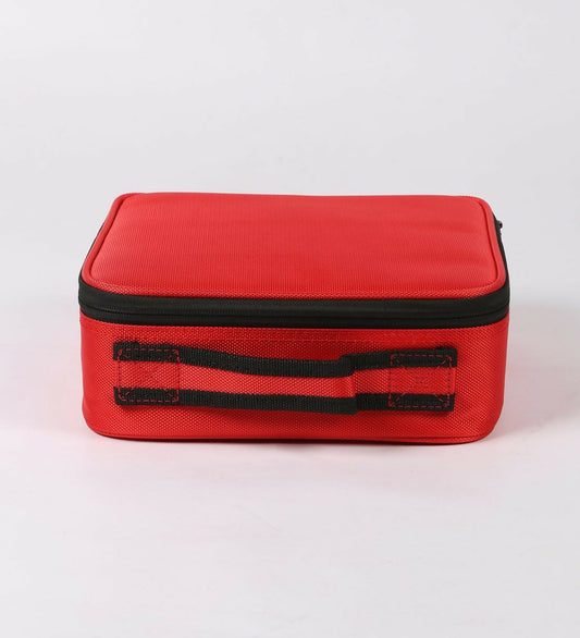 7 Compartments Storage Leather Make Up Organisers (Red, TPT)