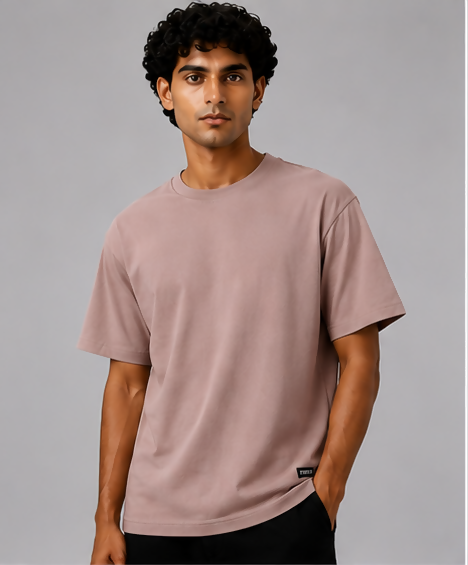 HUSTLE Men's Crew Neck Oversized T-Shirt – Dusty Pink