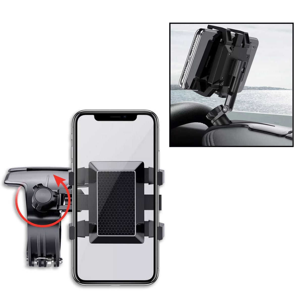 Car Mobile Holder with 360 Degree Rotation One-Hand Operation for Dashboard HP DD