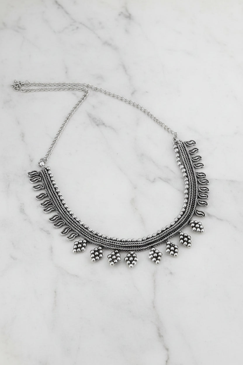 Oxidized Silver Plated Necklace for Women - Silver,18 Inch SUPER