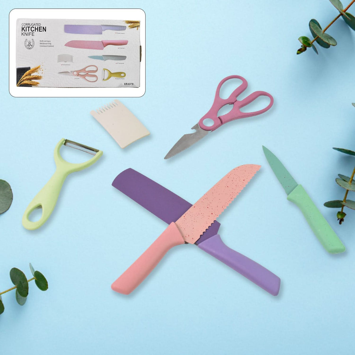 Professional Colorful Kitchen Knives Set (6 Pcs Set) HP DD