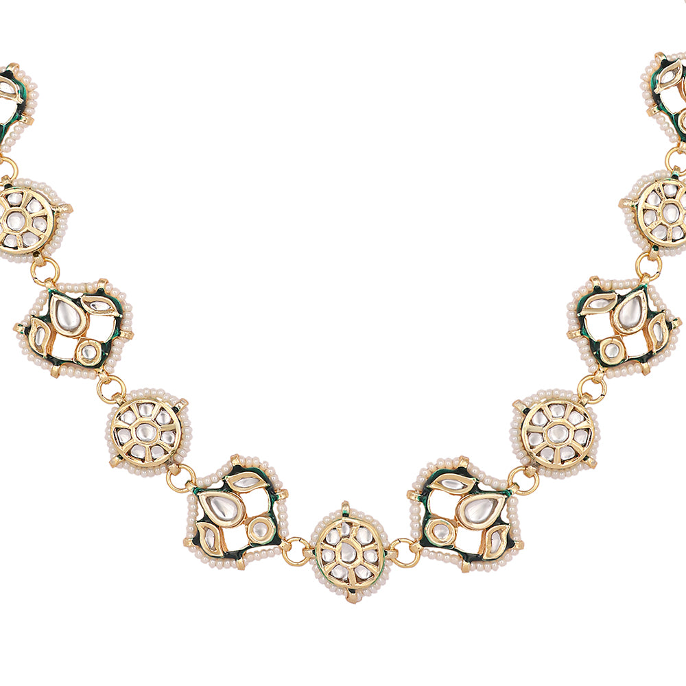 22K Gold Plated Kundan Ornate Royal Necklace