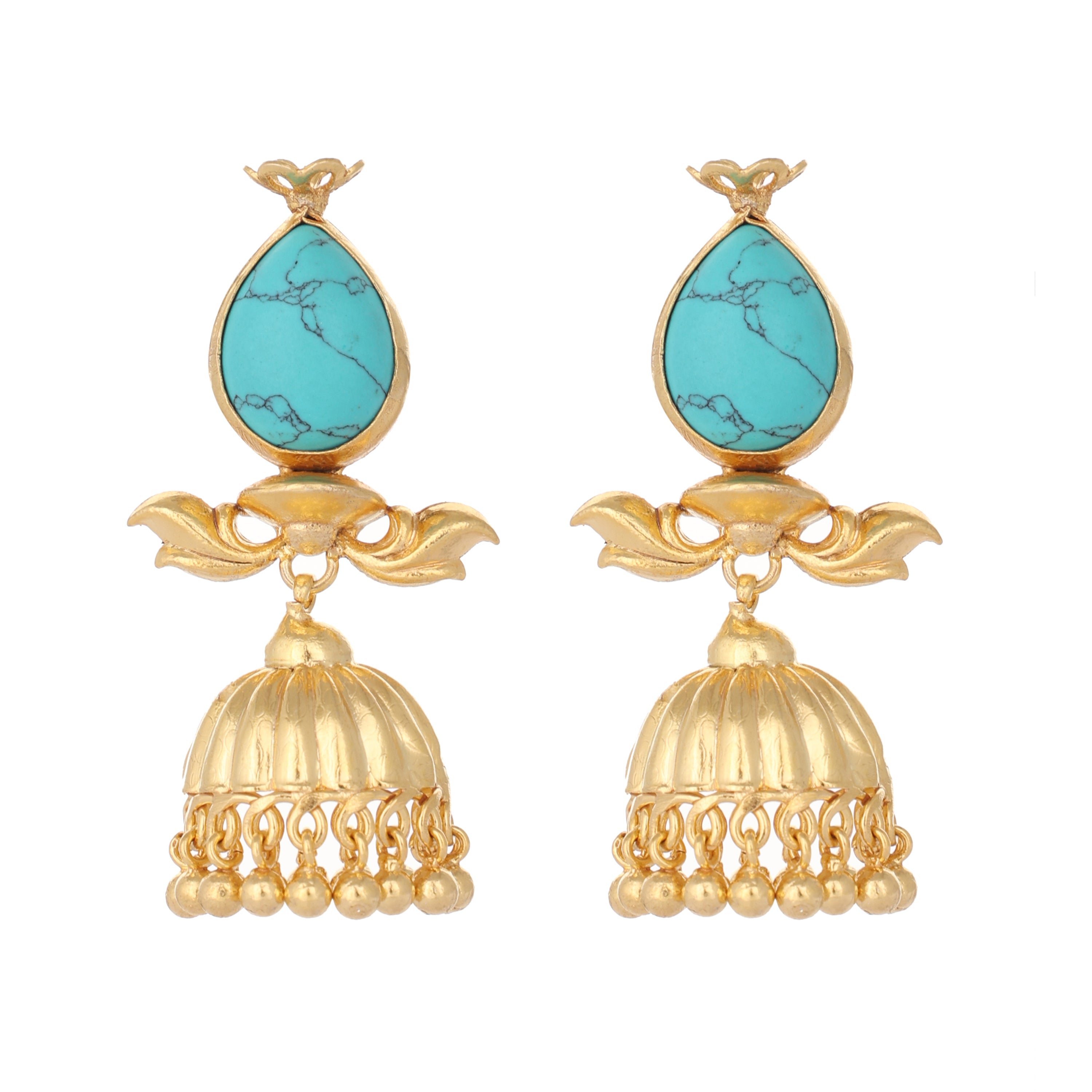 22K Gold Plated Turquoise Jhumki