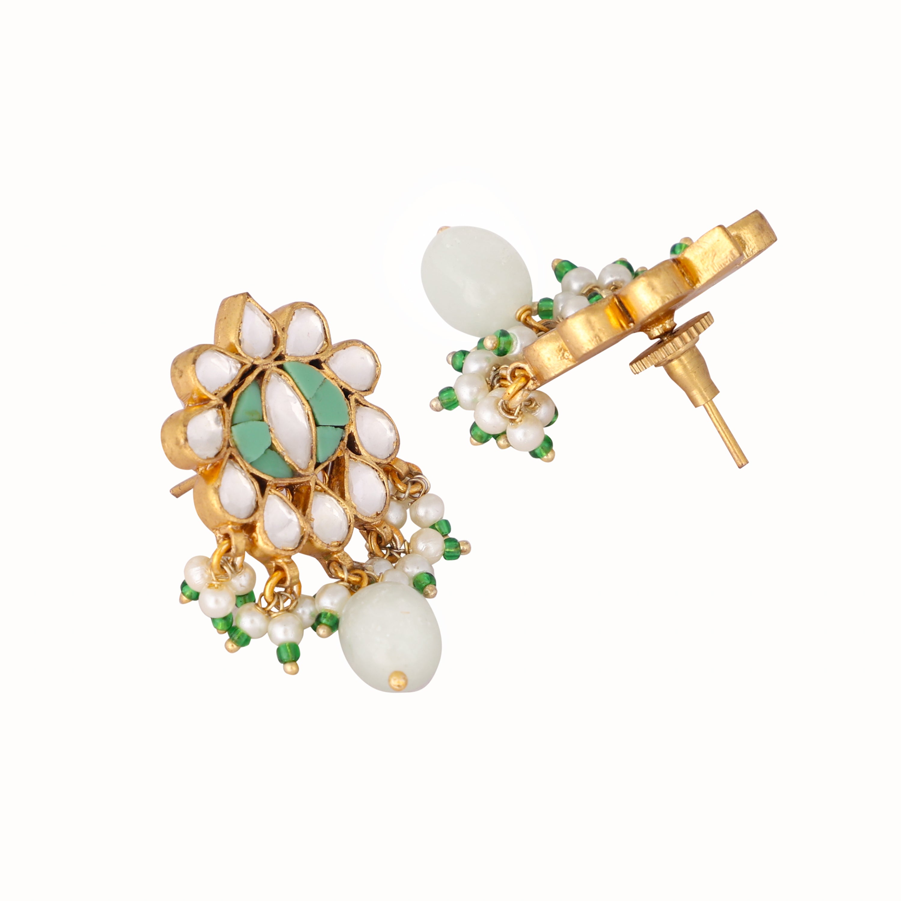22K Gold Plated Semi Precious Pearl Drop Earrings