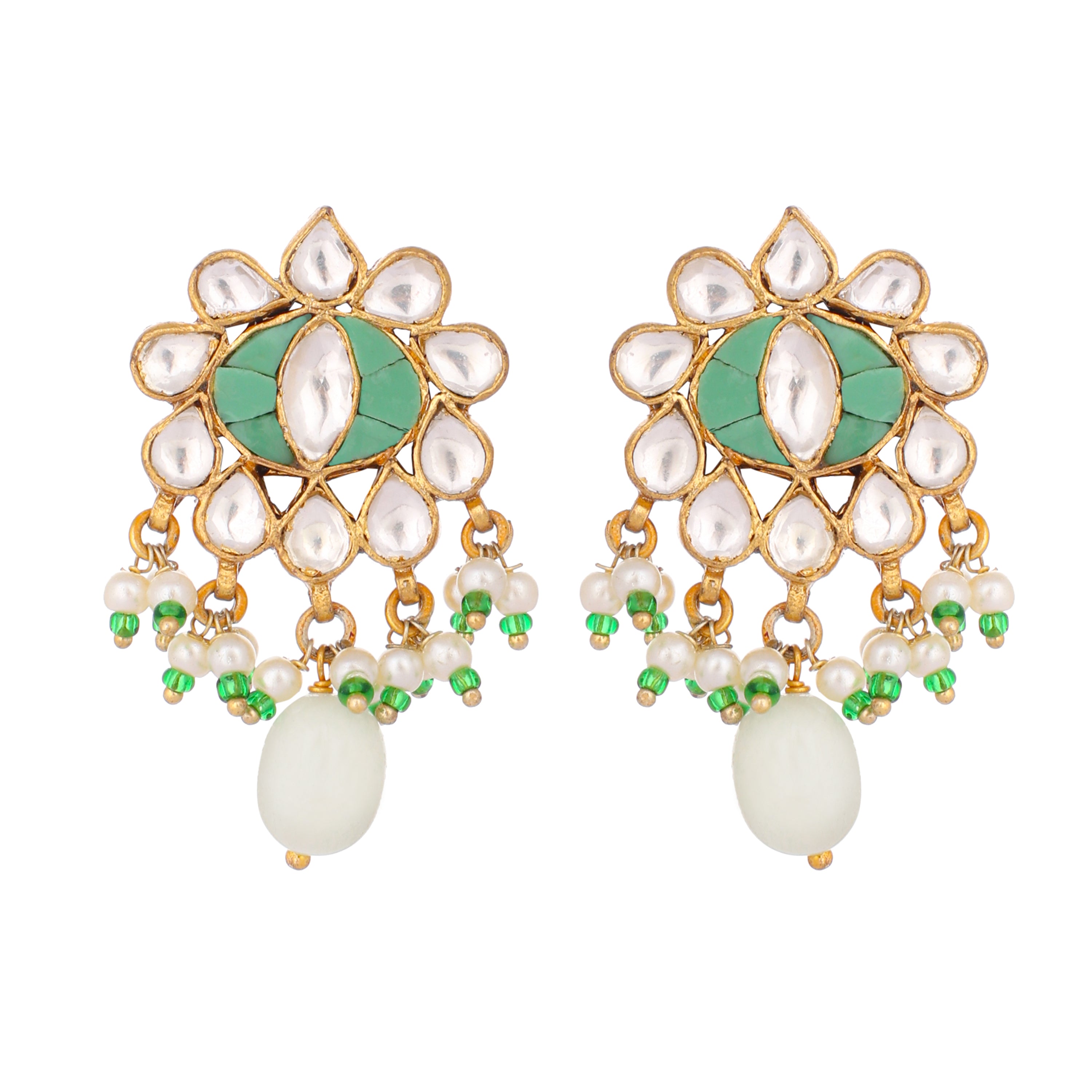 22K Gold Plated Semi Precious Pearl Drop Earrings