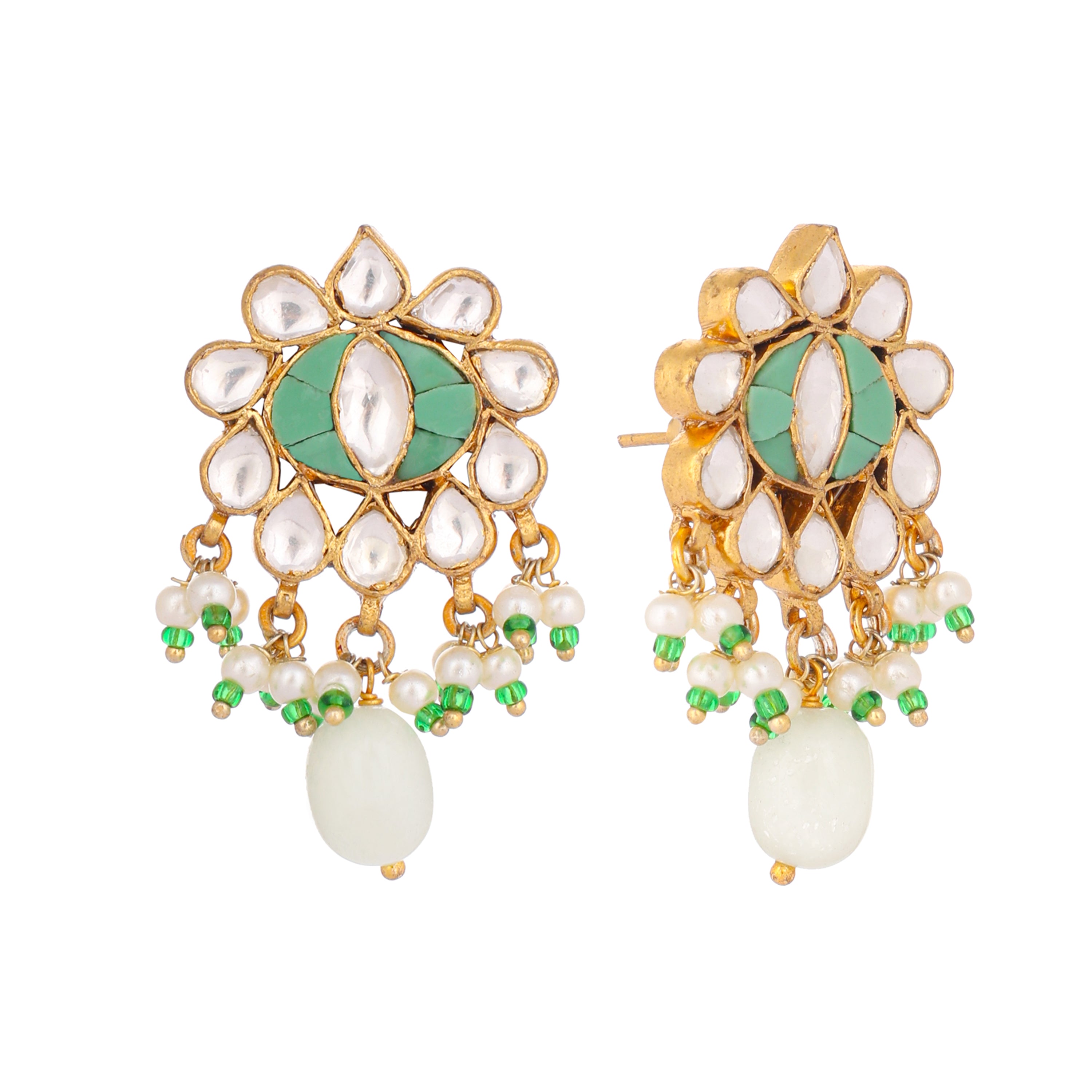 22K Gold Plated Semi Precious Pearl Drop Earrings