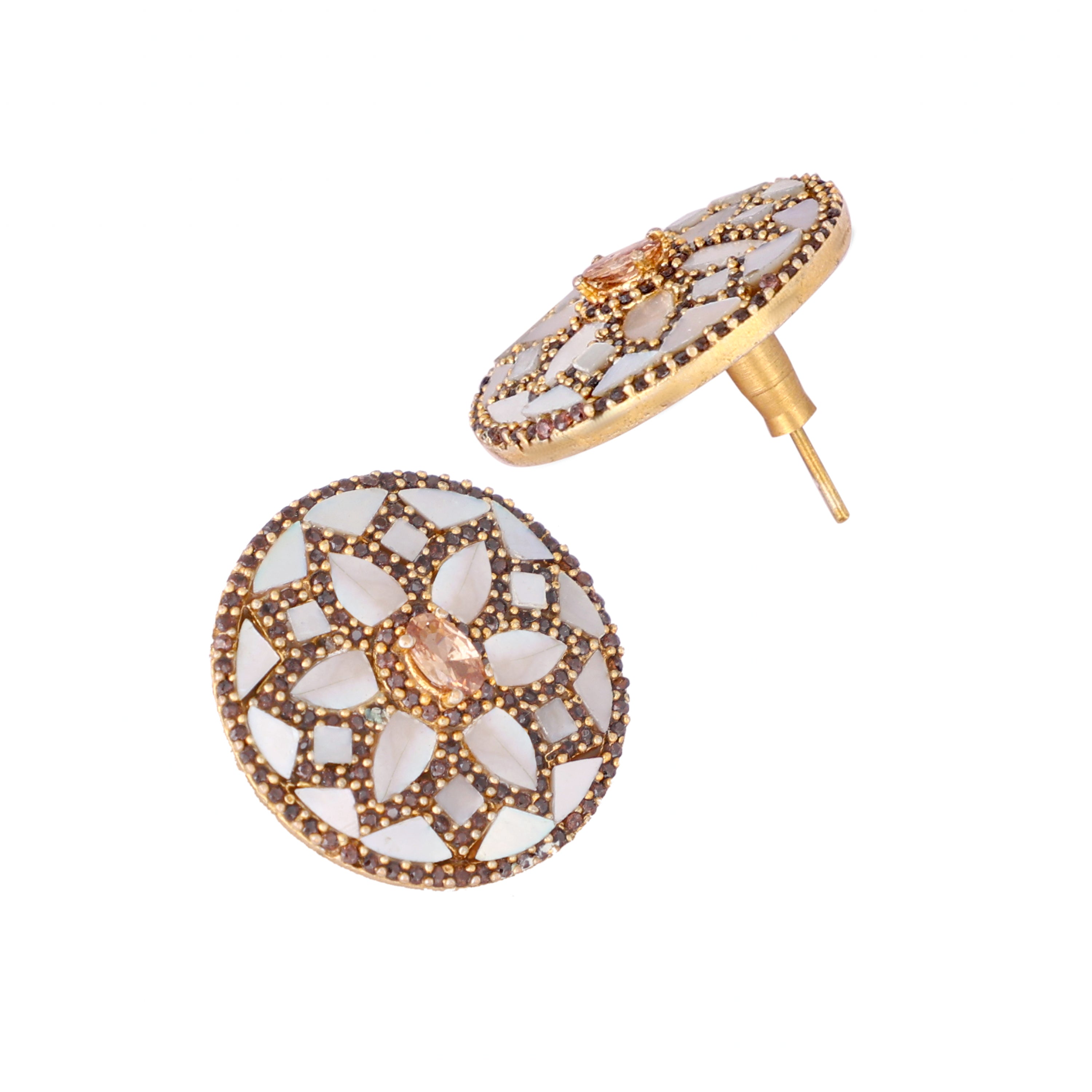 22K Gold Plated Mother of Pearls Stud Earrings