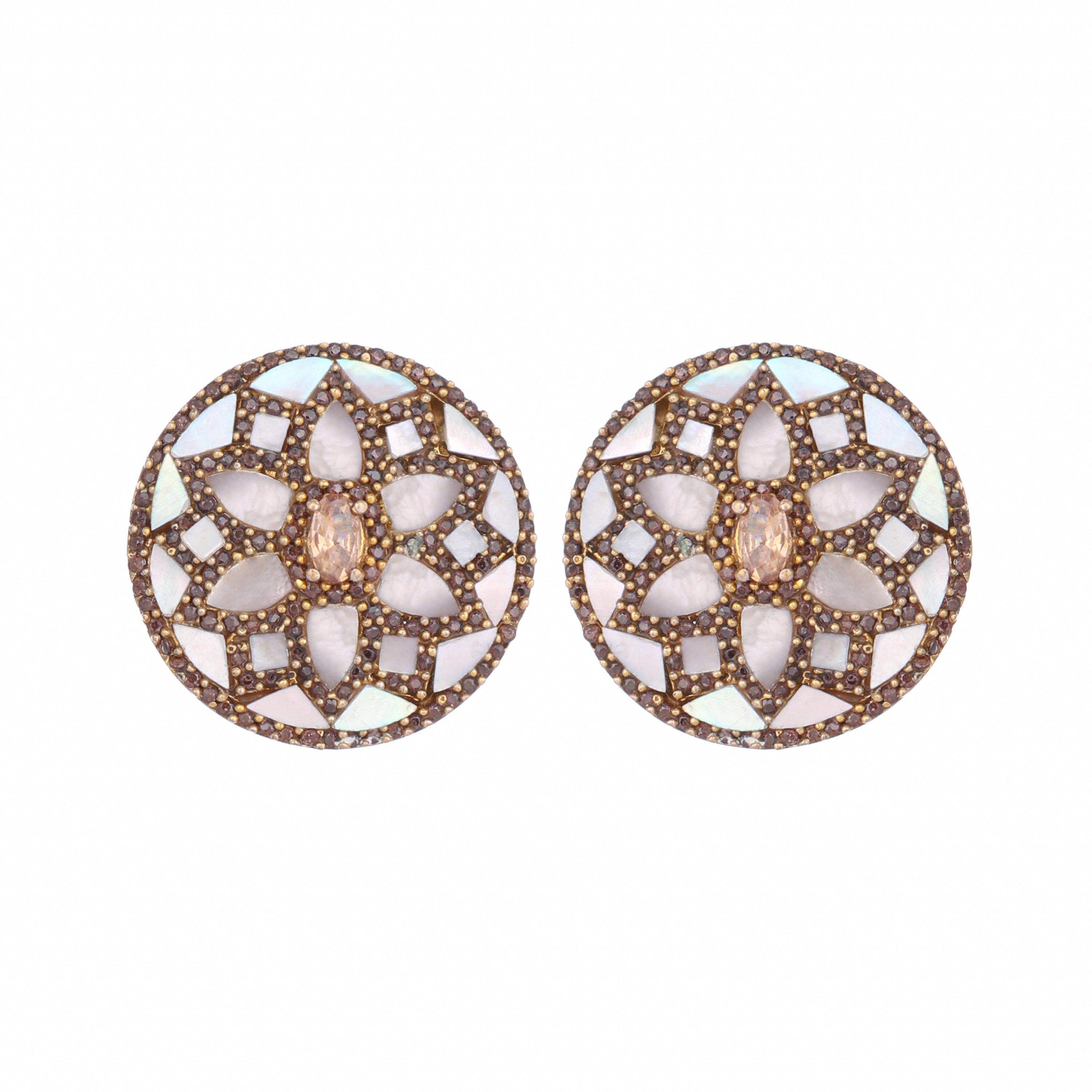 22K Gold Plated Mother of Pearls Stud Earrings