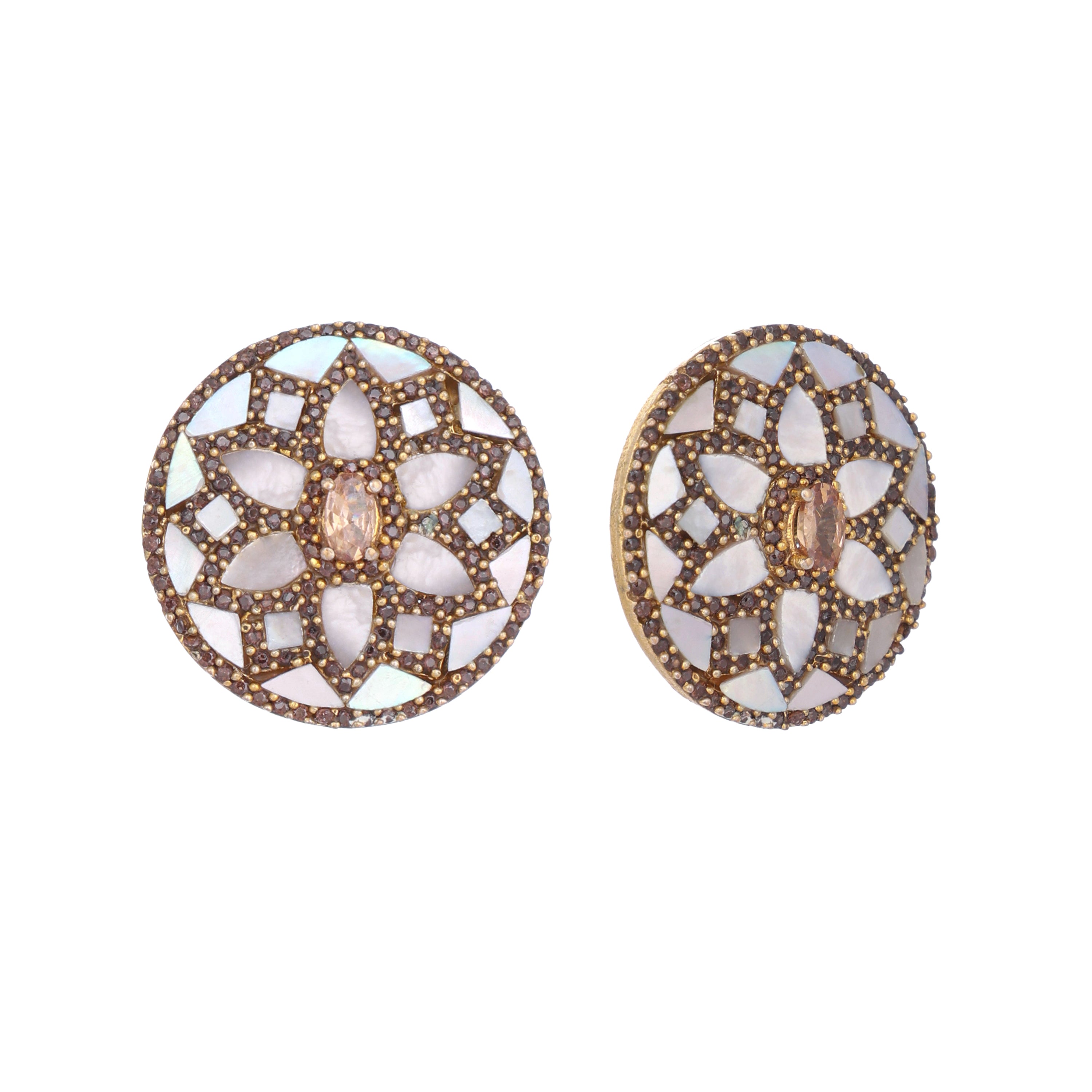 22K Gold Plated Mother of Pearls Stud Earrings