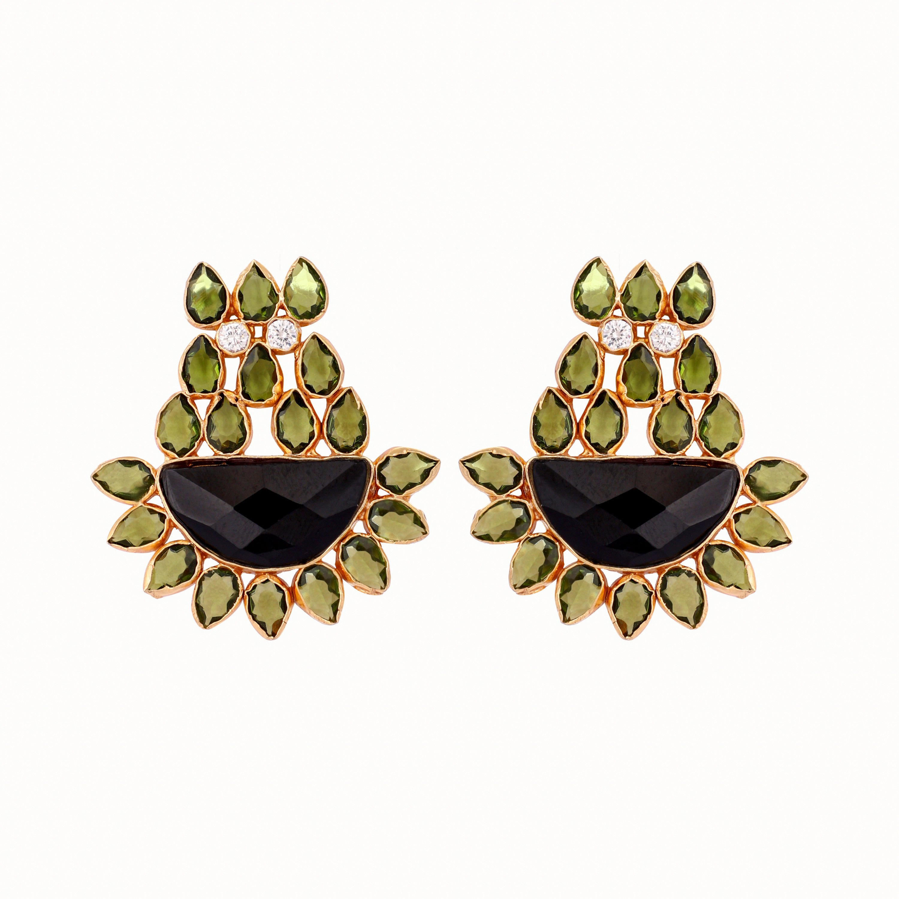 22K Gold Plated Dark Crystal Stud Earrings