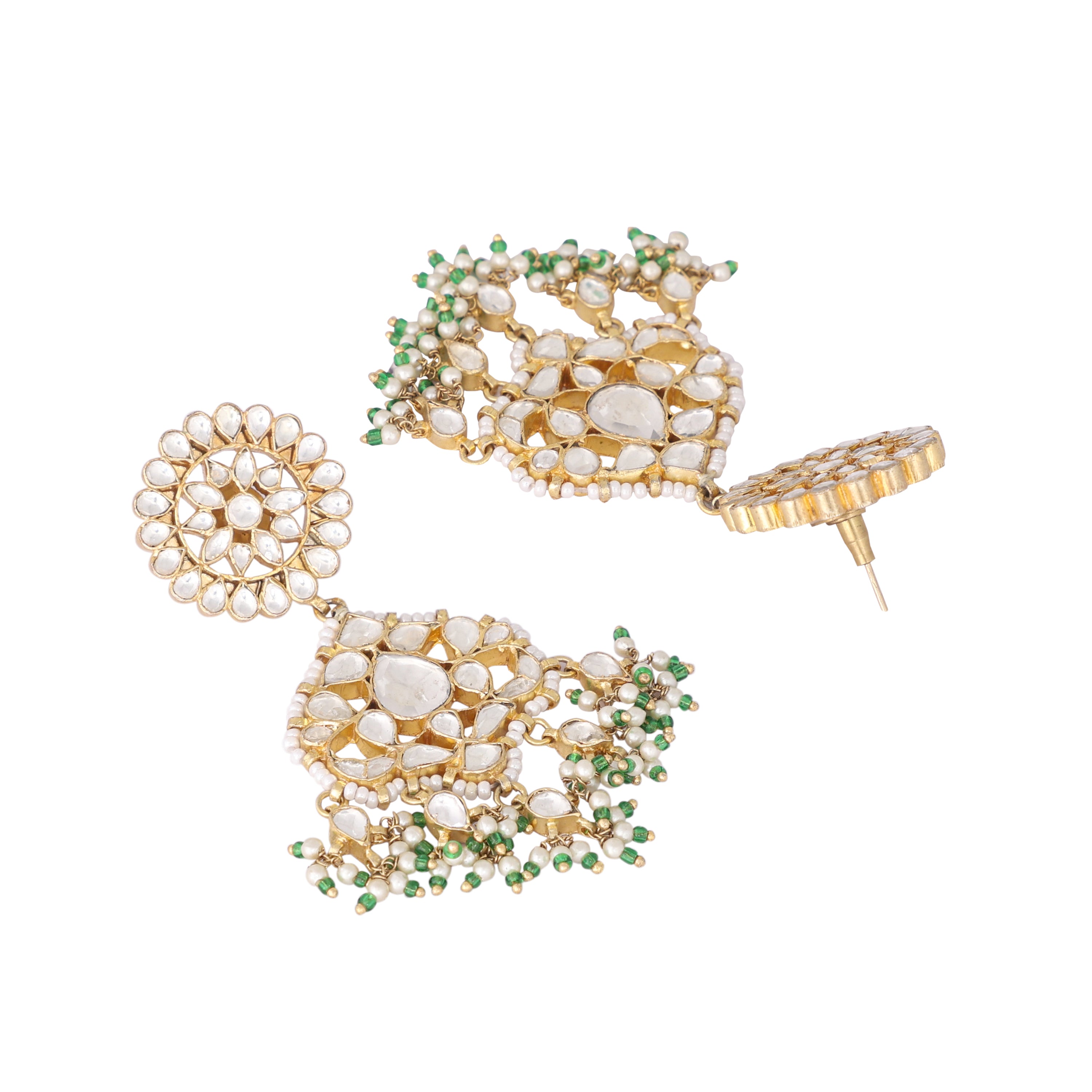 22K Gold Plated Traditional Kundan Dangler