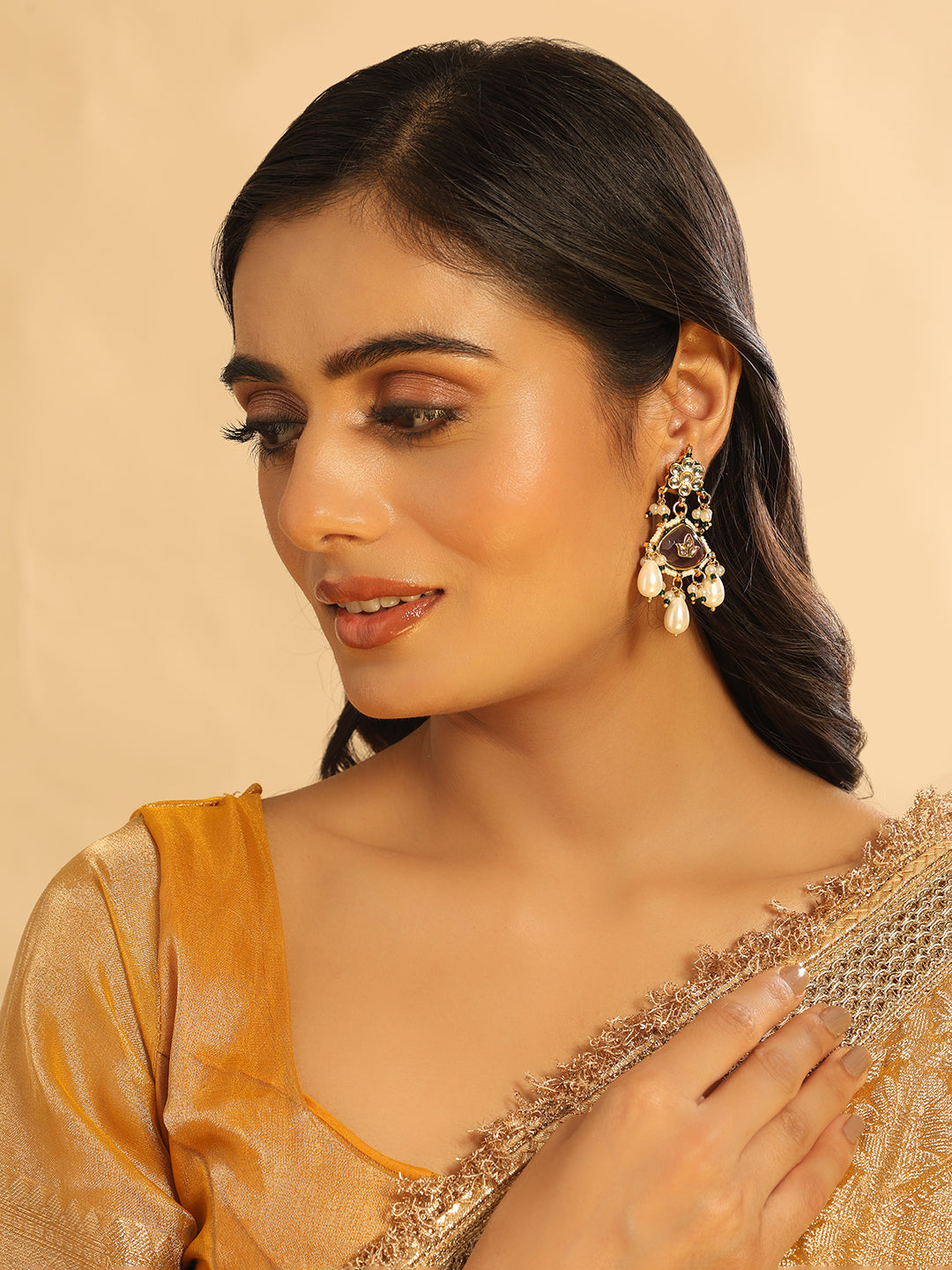 22K Gold Plated Ruby Grace Maang Tikka & Earrings Set