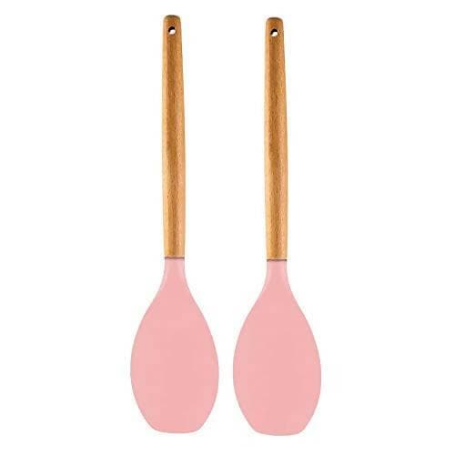 P-Plus International Premium Silicone Spatula Flexible & Heat Resistant Rubber Spatula with Wood Handle (Pink – Pack of 2) - HalfPe