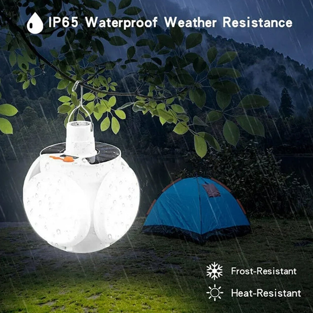 Solar LED Camping Light with USB Recharge, 5 Modes, Foldable & Waterproof HP DD