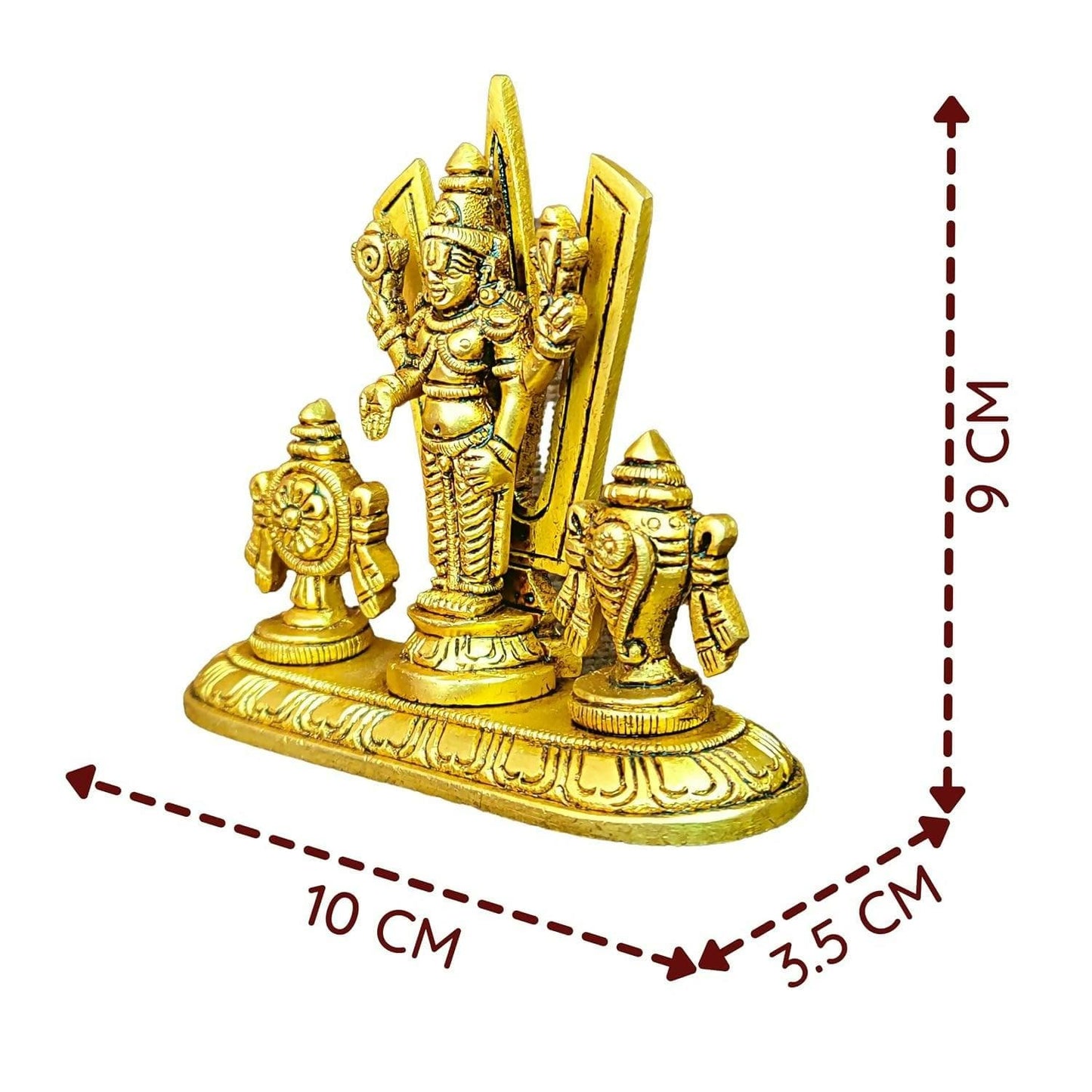 Brass Small Shanku Chakram Stand with Tirupati Balaji Idol - HalfPe