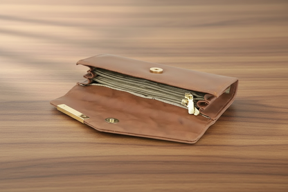 Faux Leather Solid Casual Purse for Women - Dark Brown SUPER