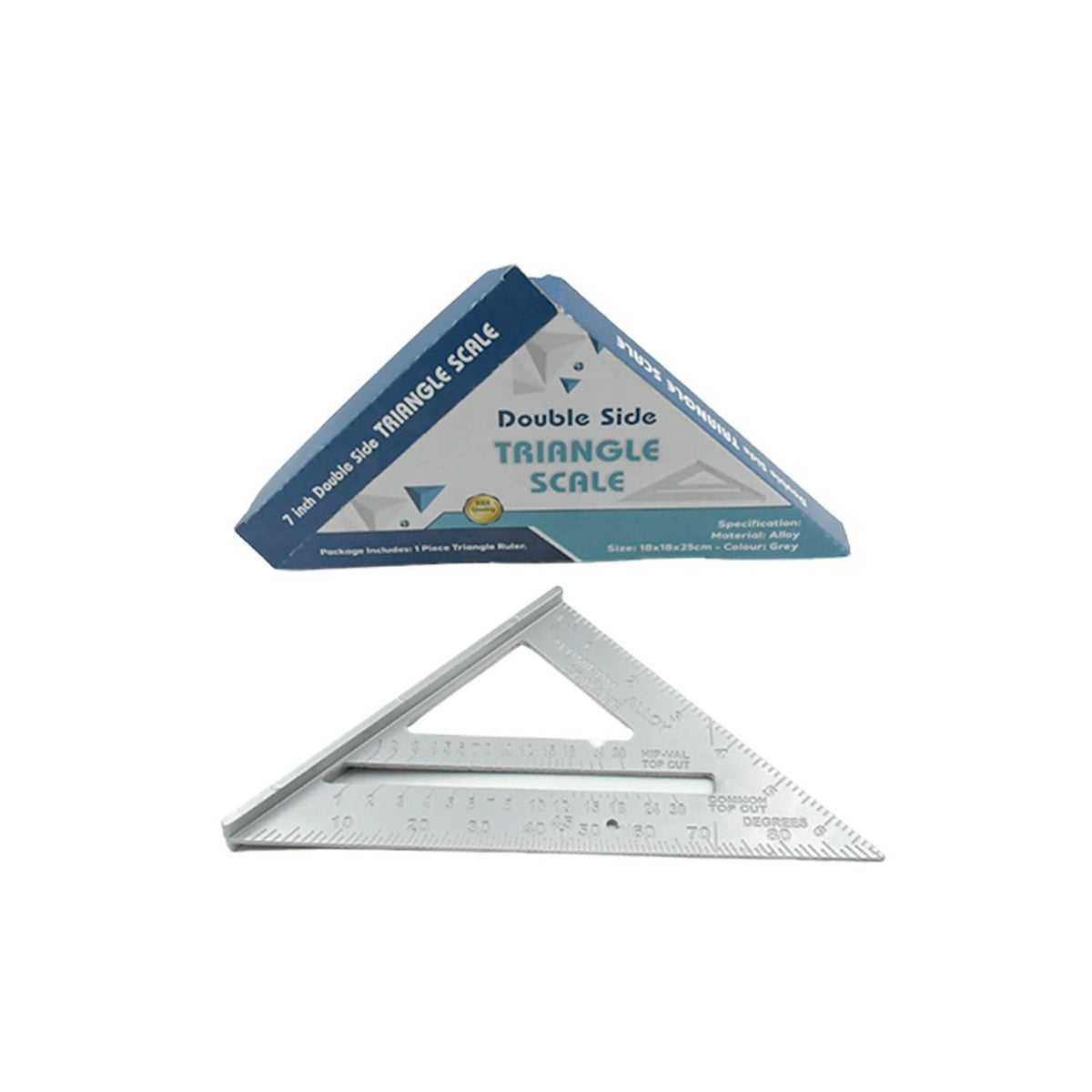 Double-Sided Triangle Ruler with 7-Inch Aluminum Alloy Rafter Square for Home & Industrial Use (45°/90° Tool) HP DD