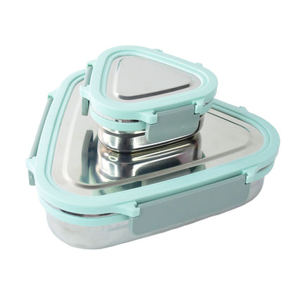Ganesh Trinity 2-Piece Stainless Steel Triangle Lunch Box Set