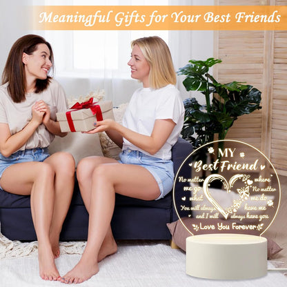 3d Illusio Led Night Lampn With Heart And Best Friend Design