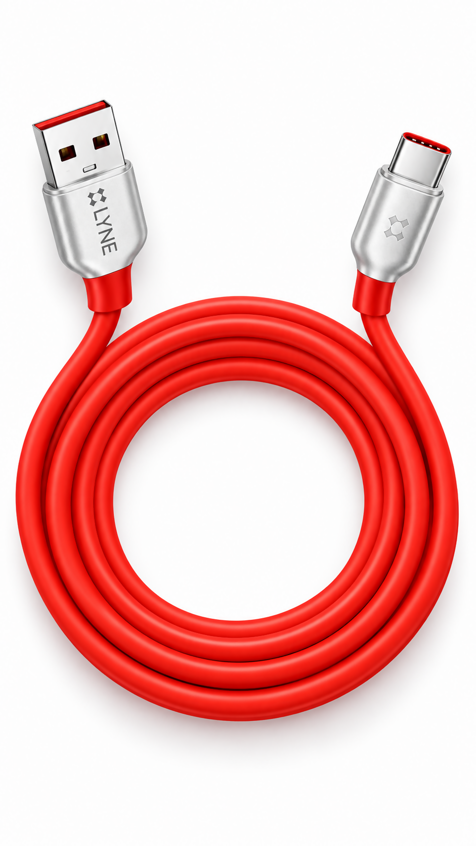 LYNE Flexy 60C Startup-42 120W USB-A to Type-C Fast Charging Data Cable – 1 Metre, Red