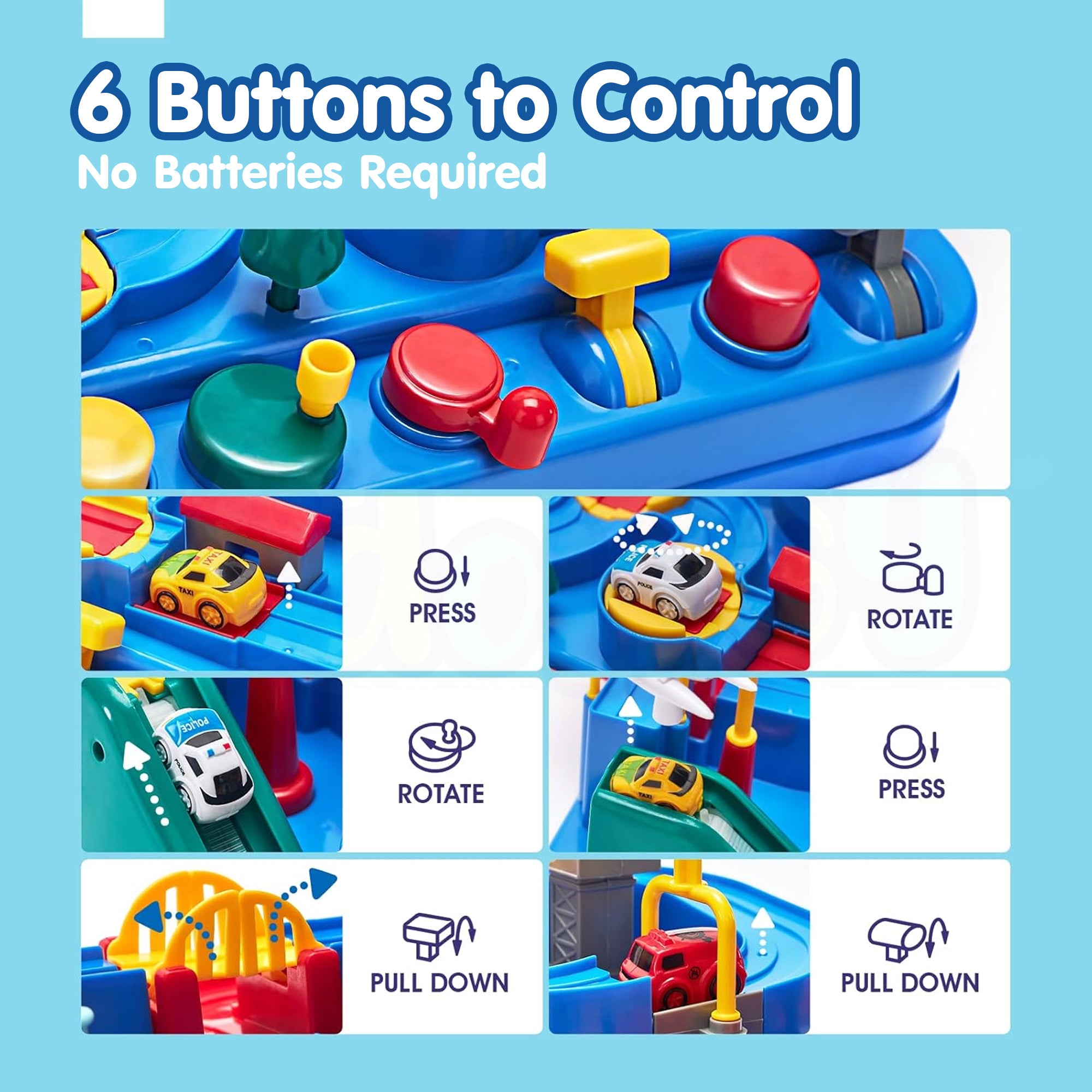 Kidology Car Race Tracks Toy | Car Adventure Toy for 0-3 Years, Boys, Girls & Kids | Playset City Rescue Activity for Toddlers | Pre Educational Learning Puzzle Gift for Babies (4 Car Included)