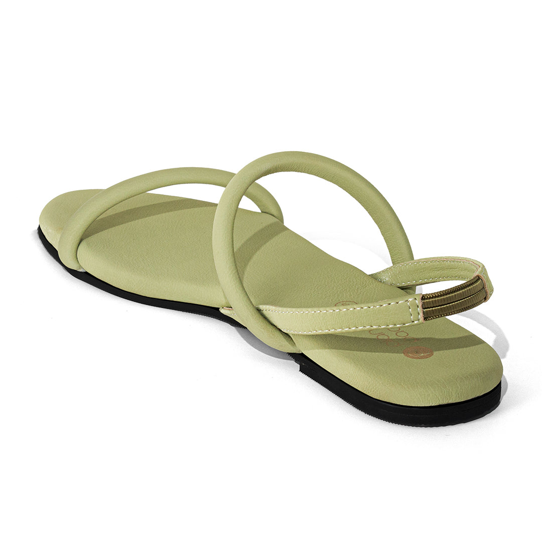 Lily Dual-Strap Vegan Leather Green Women Sandals Planet Paaduks