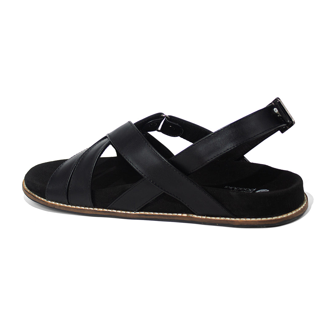 Fox Luxe Crossover Vegan Leather Black Men Sandals Planet Paaduks