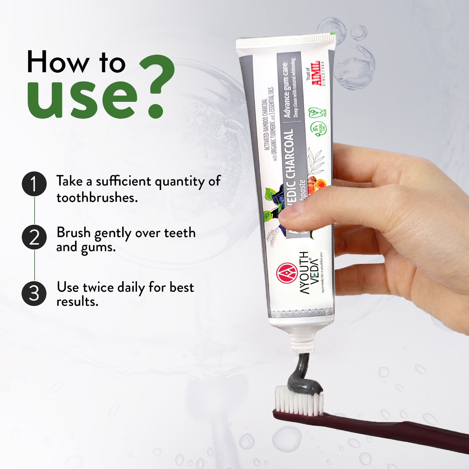 Ayurvedic Charcoal White toothpaste Pack of 4 (100 gm) Aimil Ayouthveda