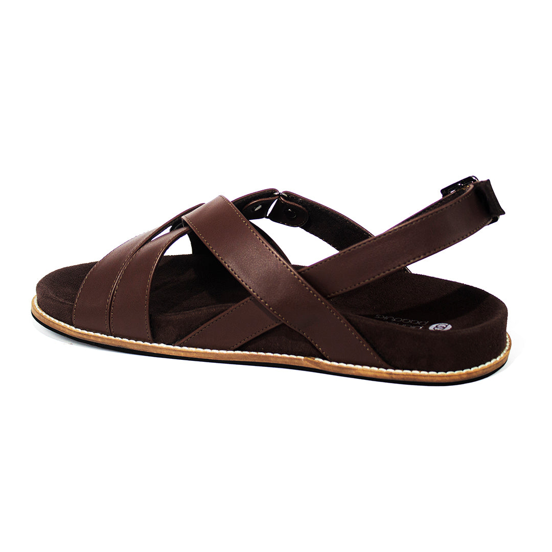 Fox Luxe Crossover Vegan Leather Brown Men Sandals Planet Paaduks