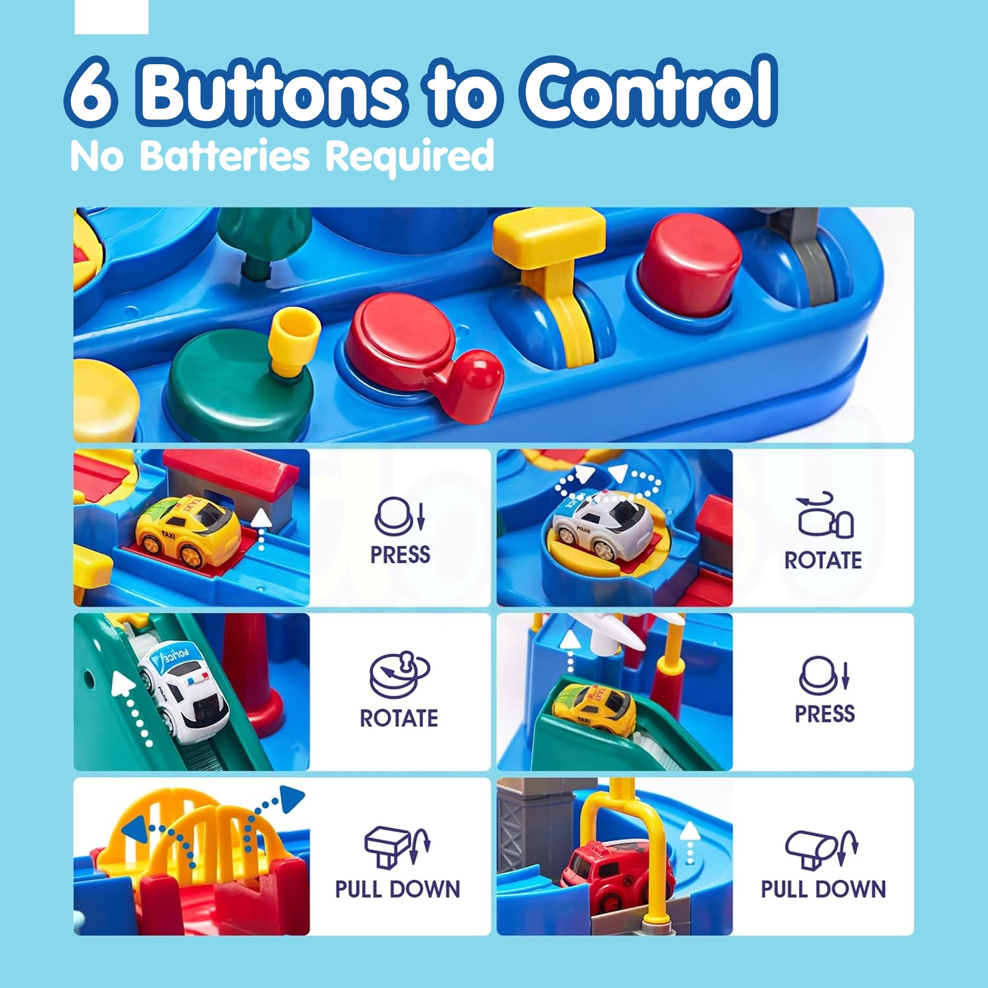 Kidology Car Race Tracks Toy | Car Adventure Toy for 0-3 Years, Boys, Girls & Kids | Playset City Rescue Activity for Toddlers | Pre Educational Learning Puzzle Gift for Babies (4 Car Included)
