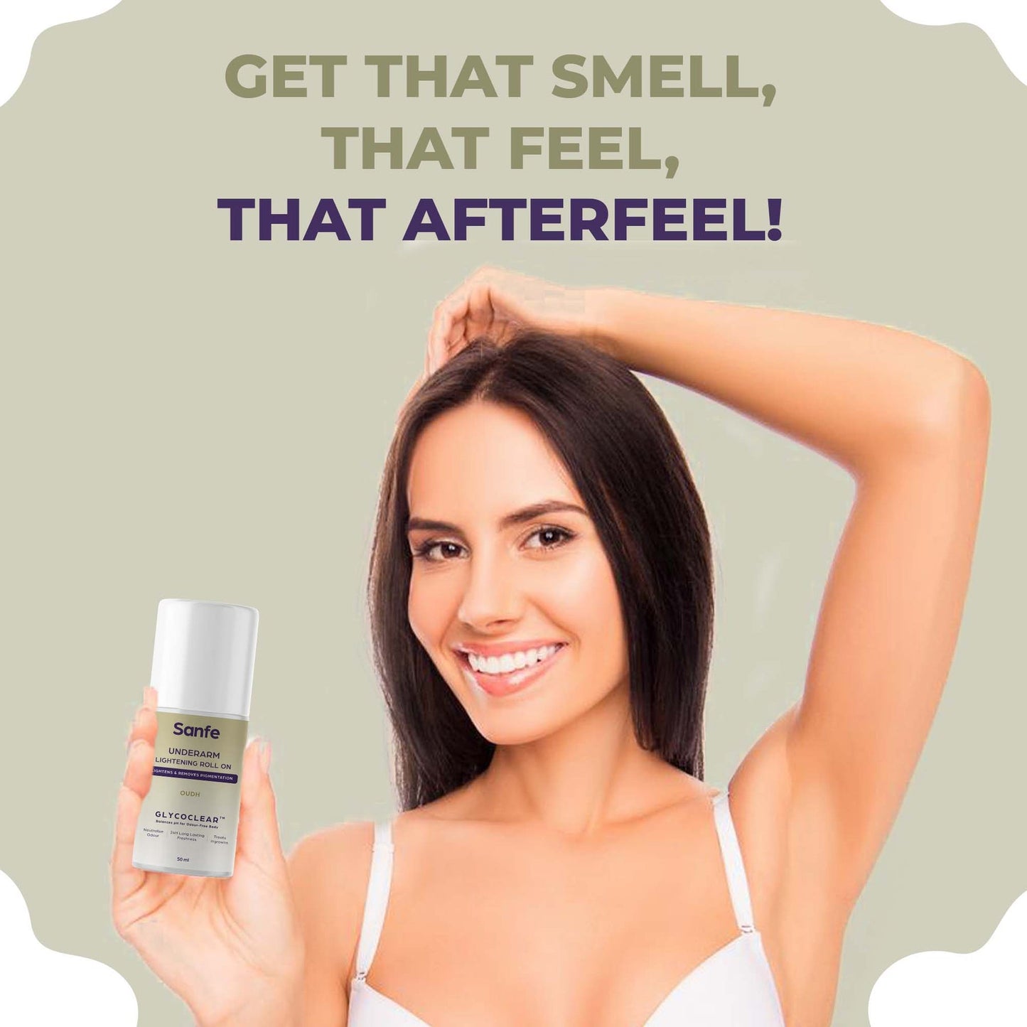 Sanfe Underarm Lightening Roll On (Oudh) with 5% AHA, Glycolic Acid & Salicylic acid For Underarms Lightens & Remove Pigmentation Deodorant for Underarms Glycoclear Technology Men & Women