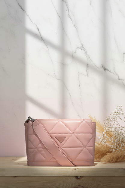 Elegant Quilted Sling Bag with Mini Pouch (Peach) RAYORA ENTERPRISE