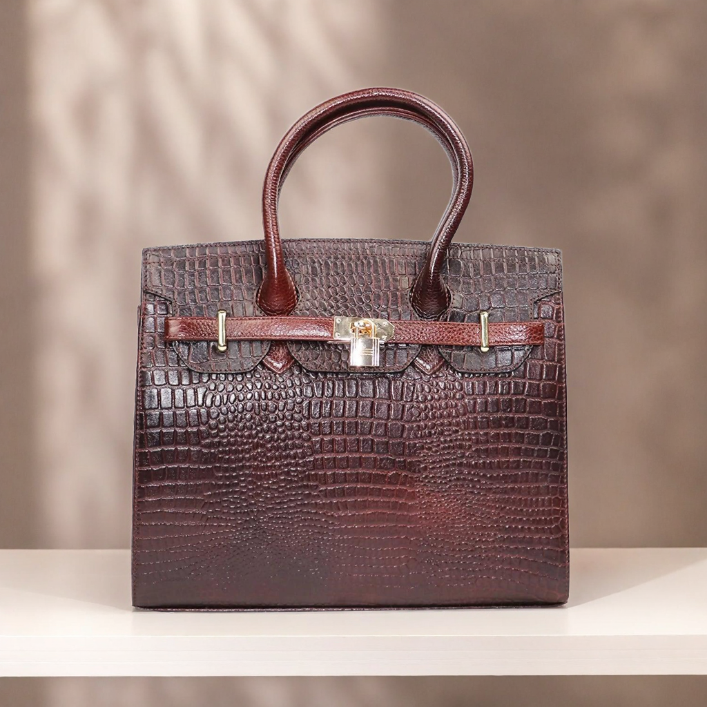Luxury Croc-Embossed Handbag Versatile Styling