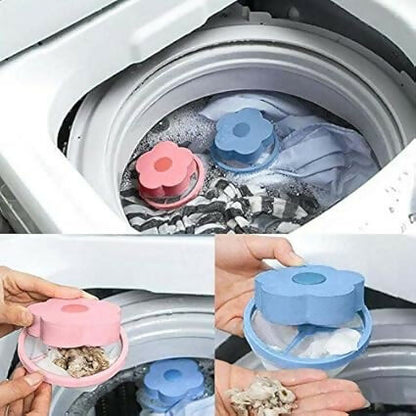 Flower-Shaped Washing Machine Floating Lint Mesh Bag Hair & Debris Removal Filter Net (Pack of 2)