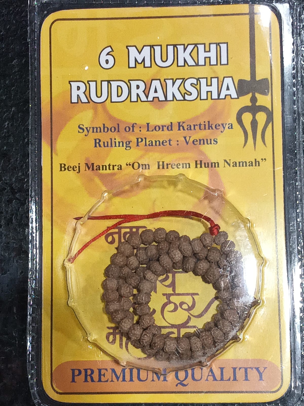 6 Mukhi Rudraksha Mala – Kartikeya Blessing Spiritual Prayer Beads Necklace