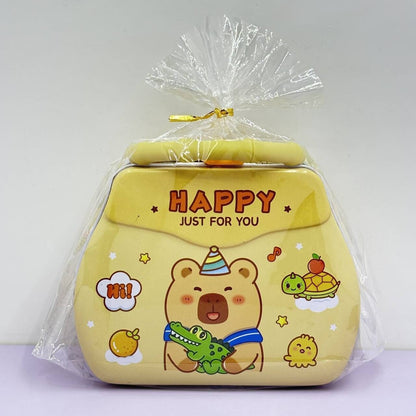 Cute Cartoon Metal Money Box with Lock & Key of Portable Kids Coin Bank with Handle (Multicolor) JR Enterprise