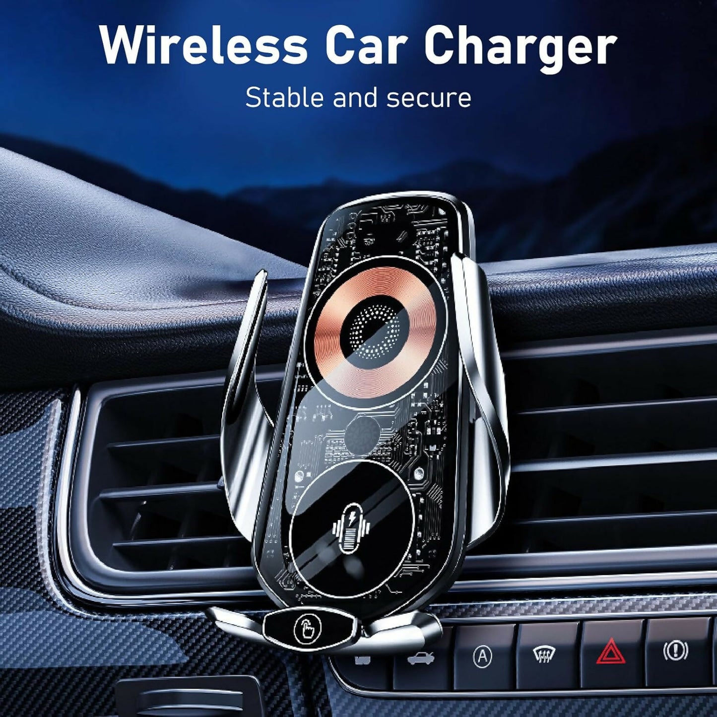 Wk-WP-U205 Transparent Car Wireless Charger (Black)